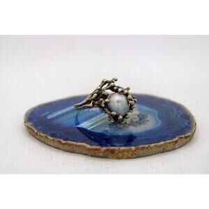 Silverman Brothers Sterling Silver Brutalist Cultured Pearl Ring